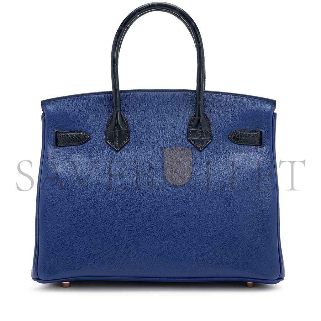 H**mes master birkin 25 crocodile and togo leather two-tone gold buckle h076216cka2 (25*20*13cm)